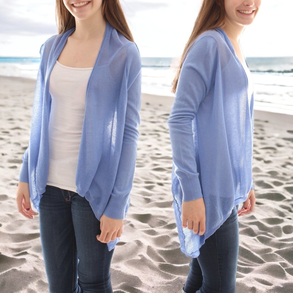 NWT Fresh Produce Drape Front Cardigan Periwinkle Lightweight for Travel SMALL